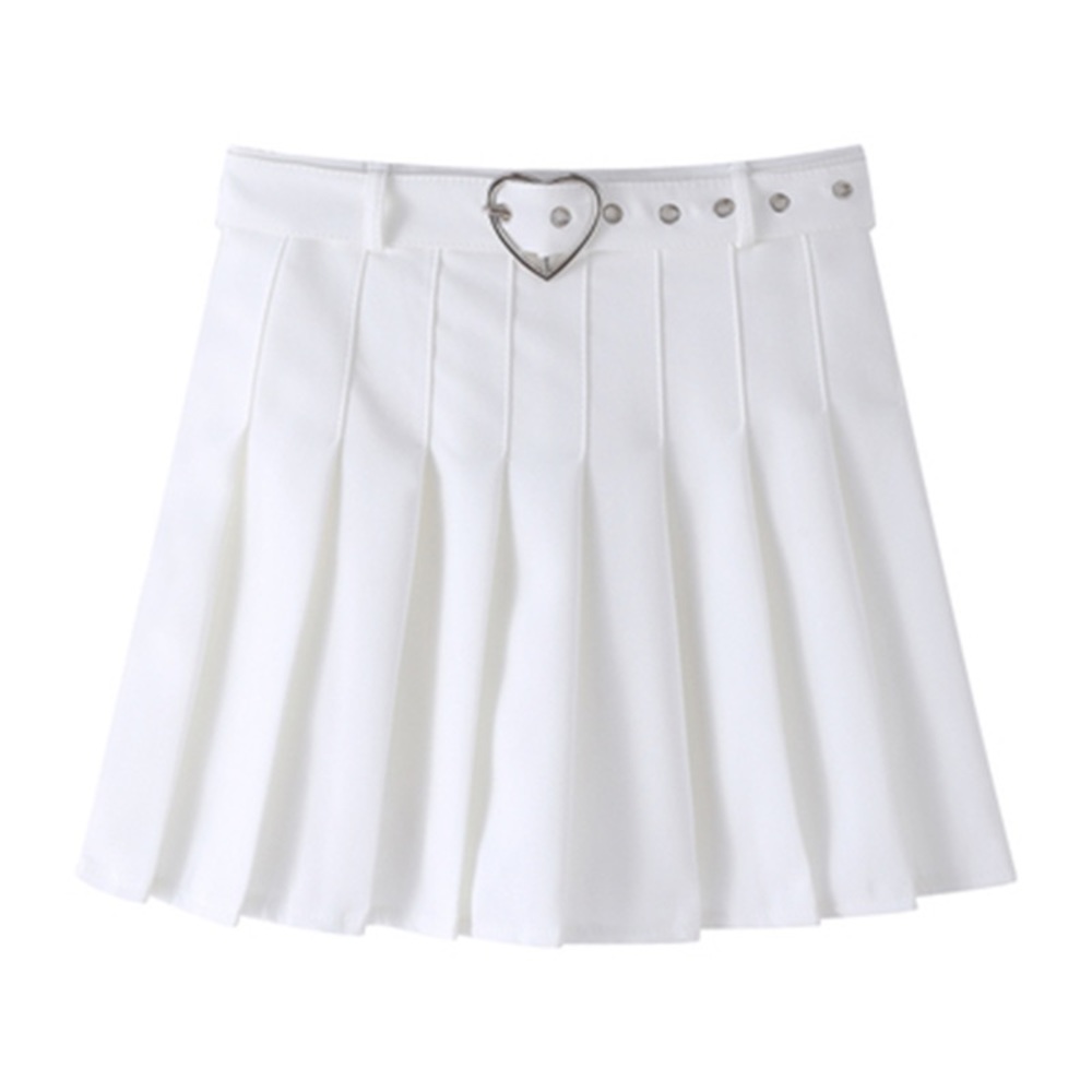 NOWT - Angel Heart Belt Cute Kawaii Mini Pleated Skirt - M